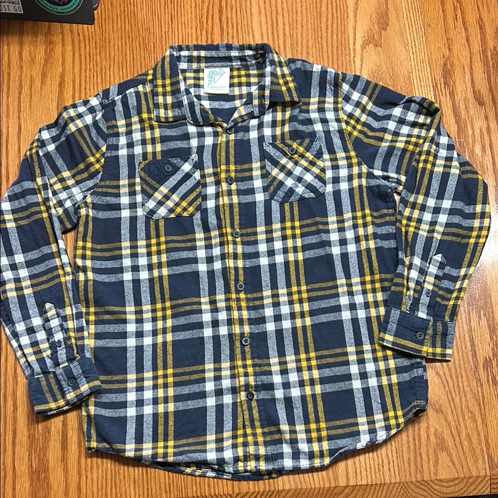 Old Navy Blue and Yellow Plaid Button Down Shirt